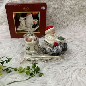LENOX Holiday‎ Santa & Sleigh Salt & Pepper Shakers NEW